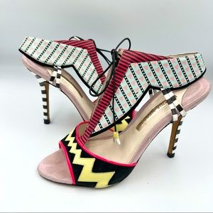 Sophia Webster Zigzag Tie Front Multicolor Heels EU39.5 US9 Excellent Condition!